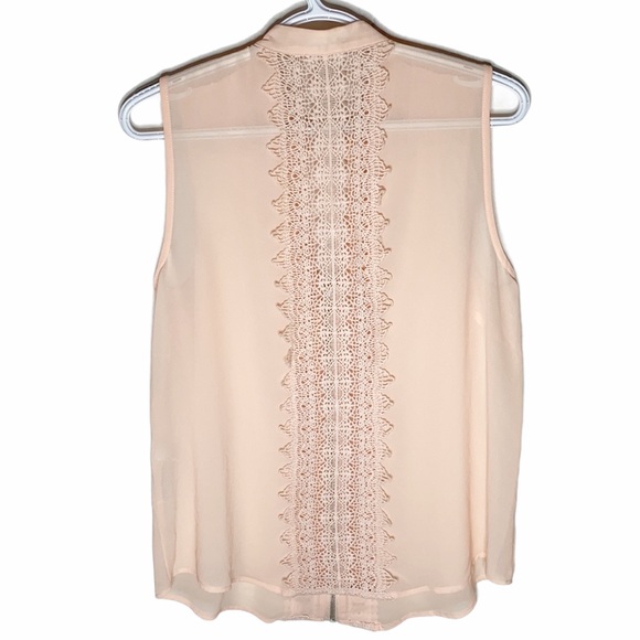 Forever 21 boho lace sleeveless zip up blouse sz L - Picture 2 of 9